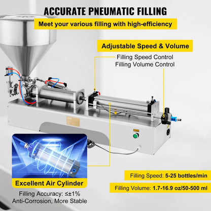 010368407162 - 50-500ml Stainless Steel Pneumatic Filling Machine with Anti-Drip Design