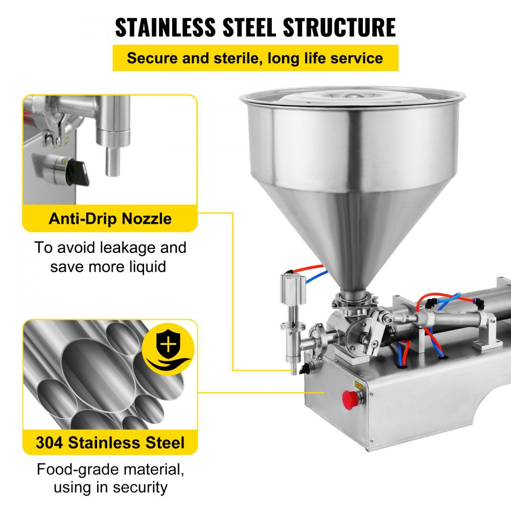 010368407162 - 50-500ml Stainless Steel Pneumatic Filling Machine with Anti-Drip Design