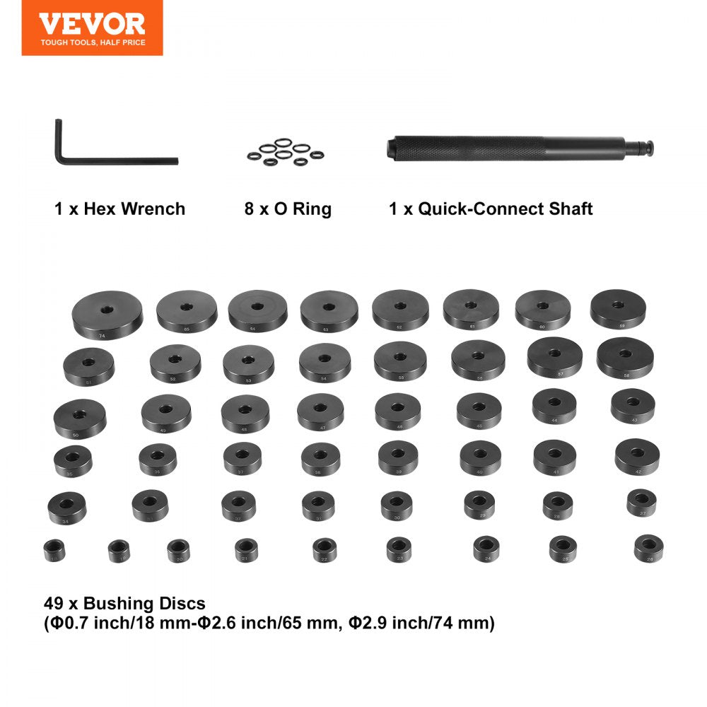 XC2523 - VEVOR 52 Pcs Bushing Press Kit, 18-74mm Tool Set