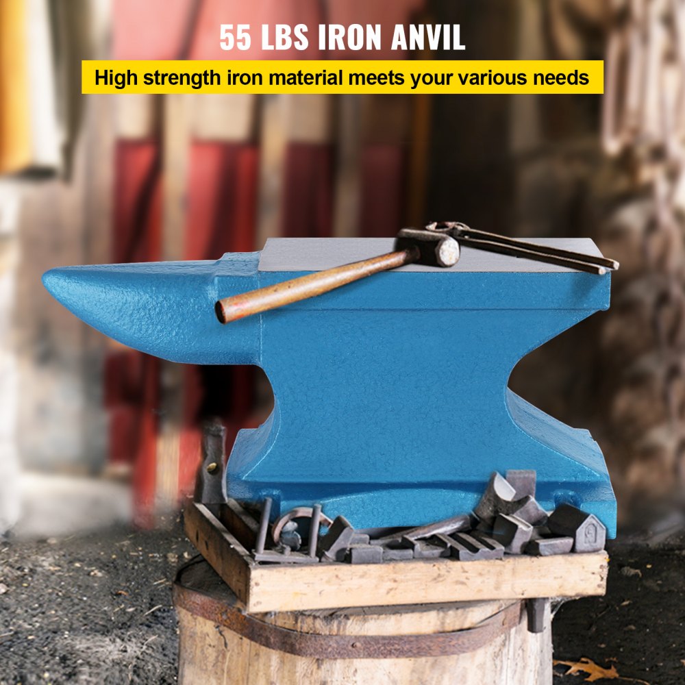 010545762687 - 55Lb Cast Iron Single Horn Anvil for Metalworking