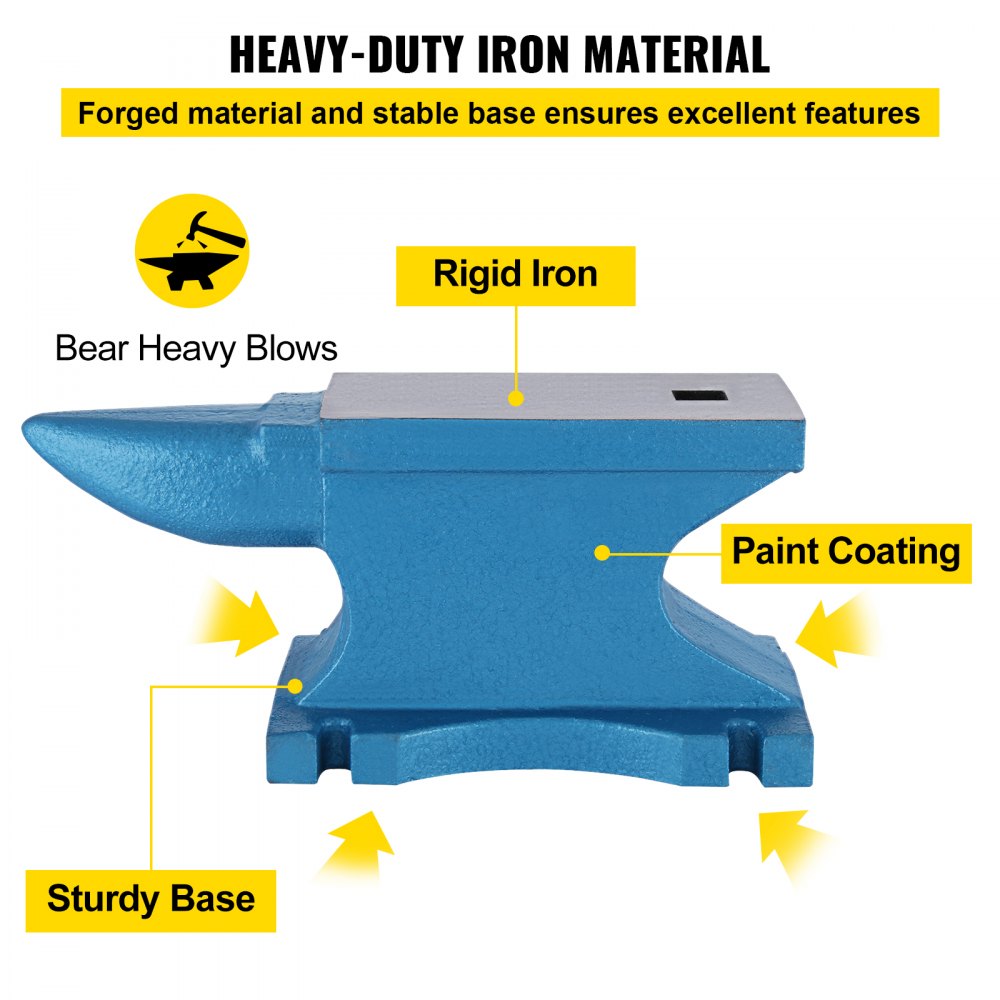 010545762687 - 55Lb Cast Iron Single Horn Anvil for Metalworking
