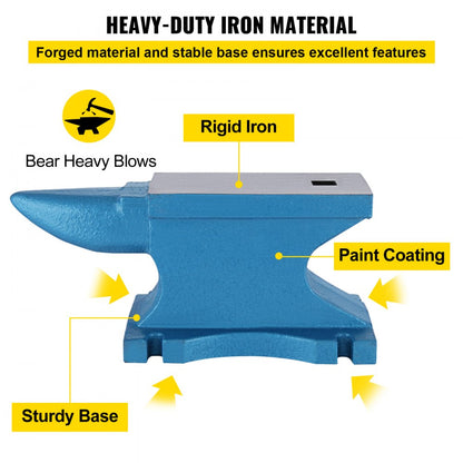 010545762687 - 55Lb Cast Iron Single Horn Anvil for Metalworking