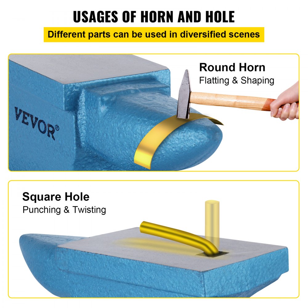 010545762687 - 55Lb Cast Iron Single Horn Anvil for Metalworking
