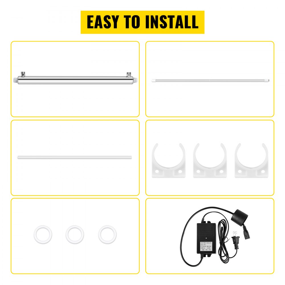 010681959070 - Efficient UV Water Purifier with Mounting Brackets and Glass Design