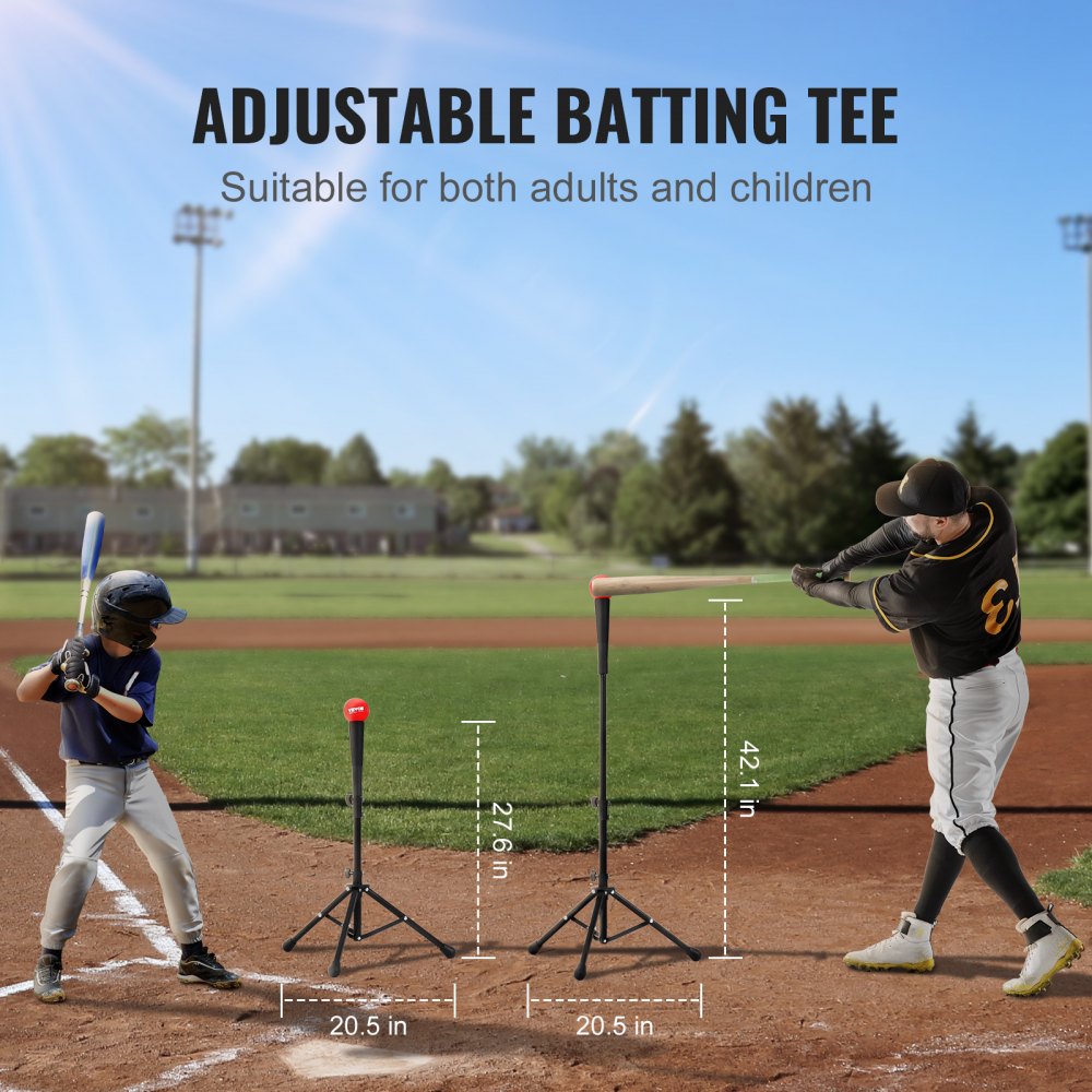 010713337940 - Adjustable 5x5 ft Baseball Net with Tee for Skill Training