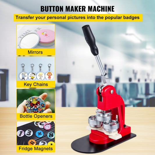 010198013884 - 58mm Button Badge Maker Kit with 500 Components