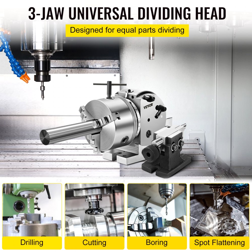 010916047453 - Precision 5-Inch Dividing Head with 3 Jaw Chuck