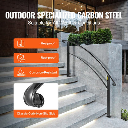 LTFSHS-5FT Sturdy Wrought Iron Outdoor Handrail for 5 Steps