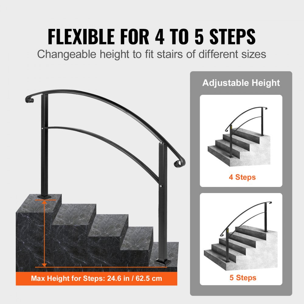 LTFSHS-5FT Sturdy Wrought Iron Outdoor Handrail for 5 Steps