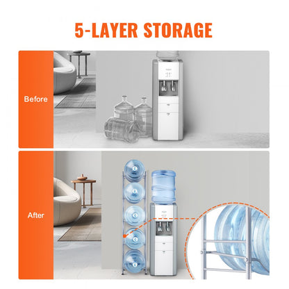 5 Water Bottle Rack-S - 5-Tier 53.3" Cast Iron Water Bottle Organizer