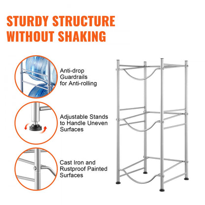 3 Water Bottle Rack-S - 13"x13"x29" Cast Iron 3-Tier Water Bottle Holder