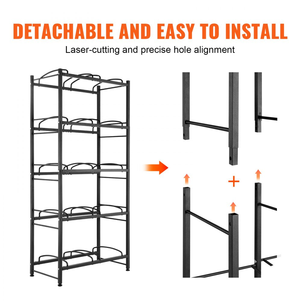 10 Water Bottle Rack-B - 5-Tier Black Water Bottle Holder for 10 Bottles