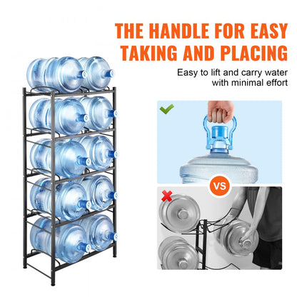 10 Water Bottle Rack-B - 5-Tier Black Water Bottle Holder for 10 Bottles