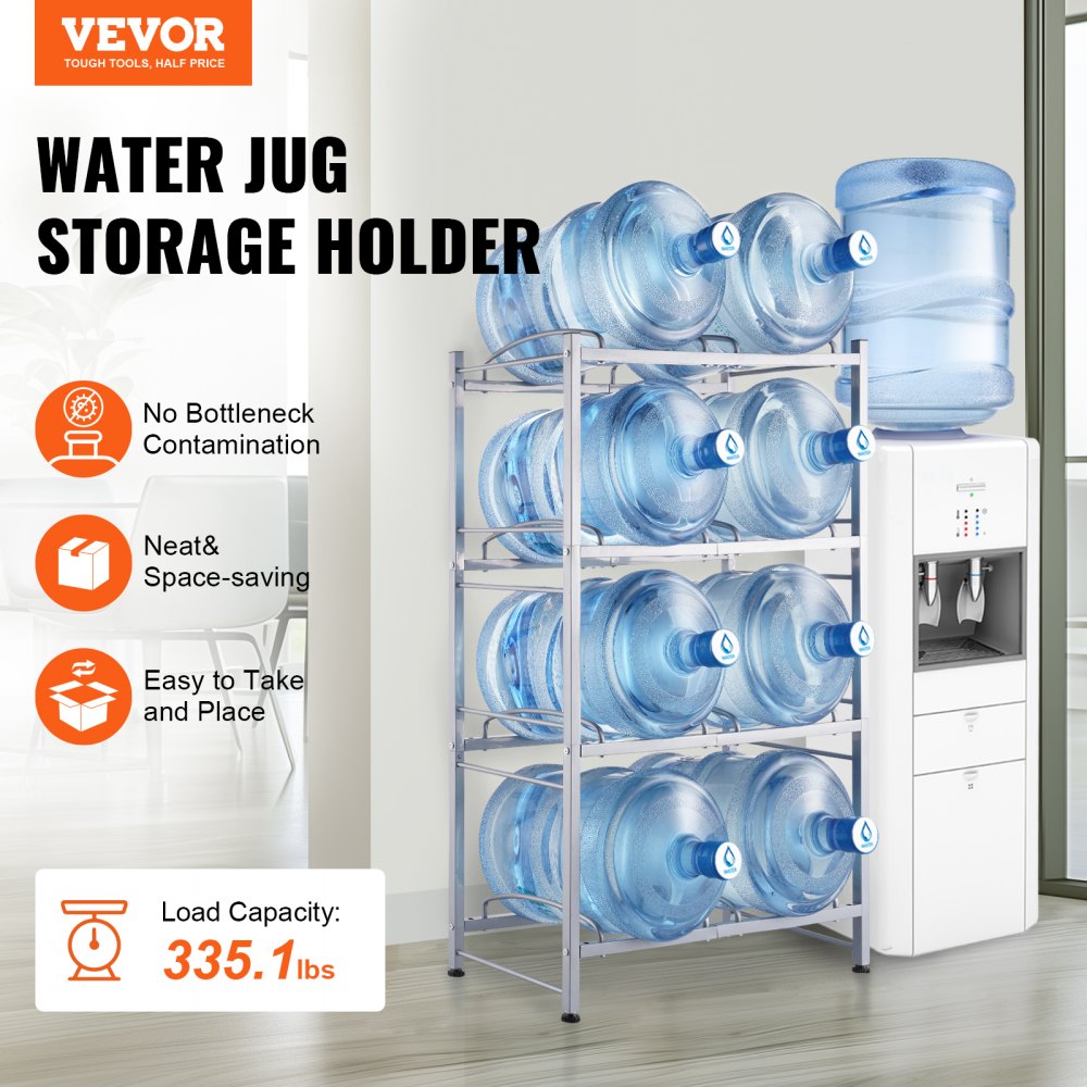 8 Water Bottle Rack-S - 8-Bottle Vertical Holder for 3 & 5-Gallon Jugs