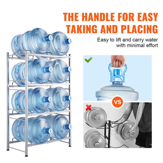 8 Water Bottle Rack-S - 8-Bottle Vertical Holder for 3 & 5-Gallon Jugs