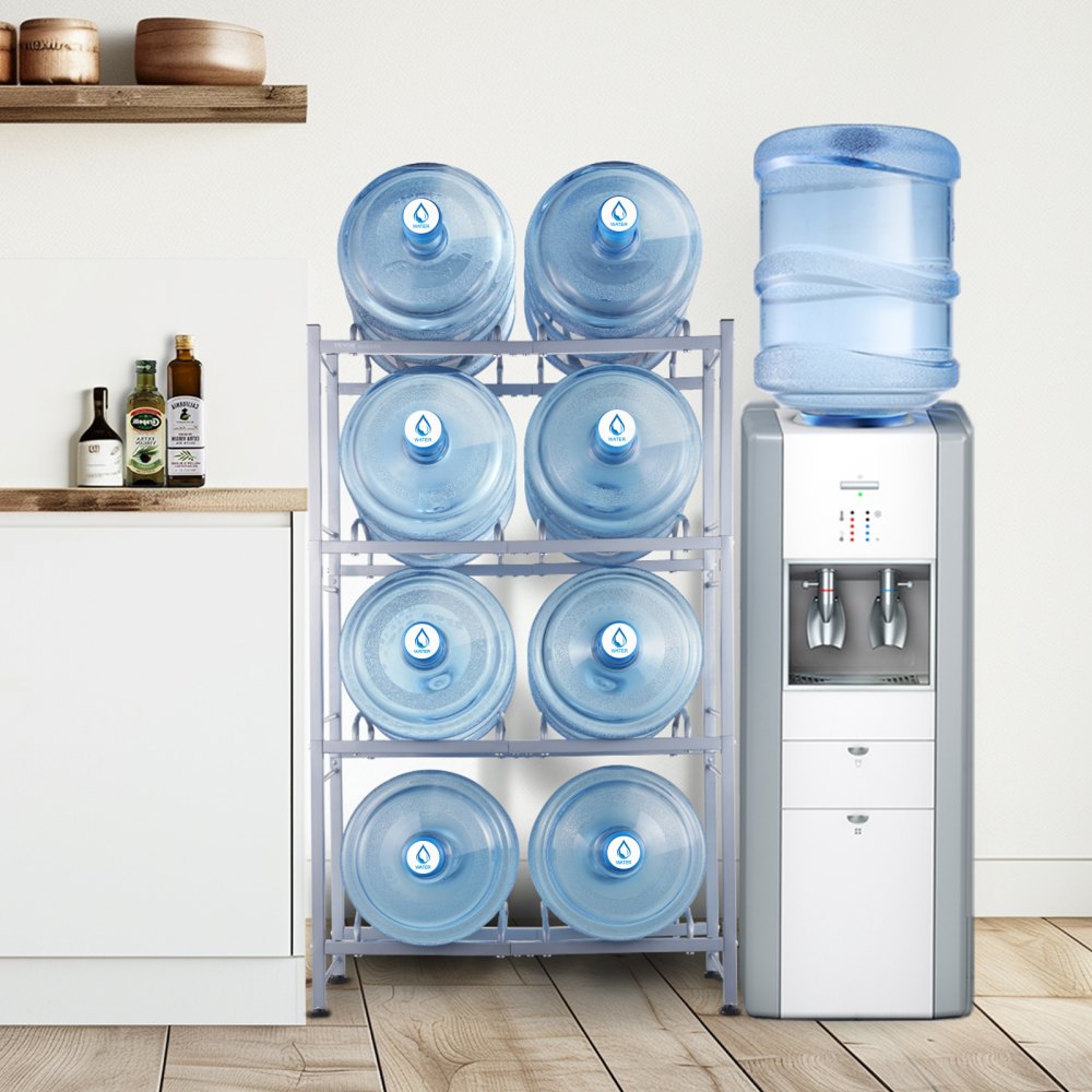 8 Water Bottle Rack-S - 8-Bottle Vertical Holder for 3 & 5-Gallon Jugs