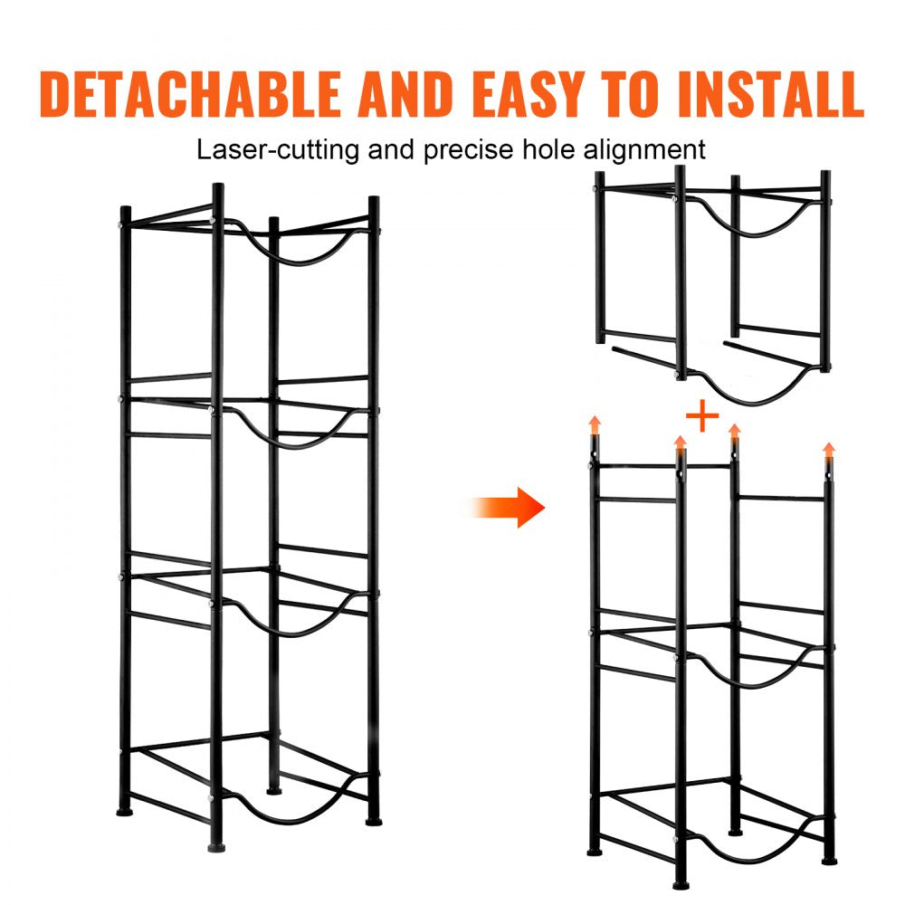 4 Water Bottle Rack-B - Durable Cast Iron 4-Bottle Holder, 13x13x41.2 in