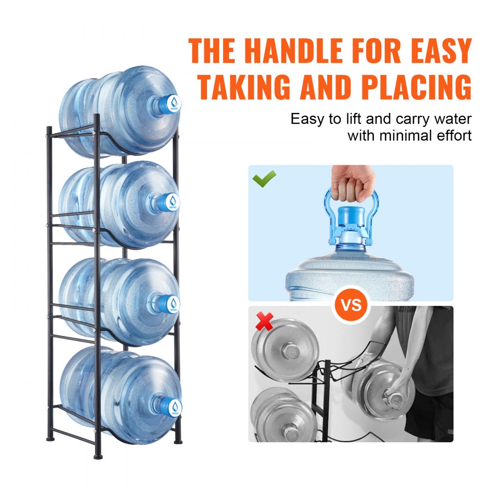 4 Water Bottle Rack-B - Durable Cast Iron 4-Bottle Holder, 13x13x41.2 in