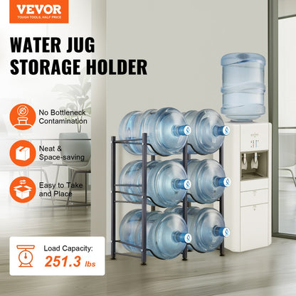 6 Water Bottle Rack-B - 3-Tier Cast Iron Jug Holder, 25"x13"x29.1"