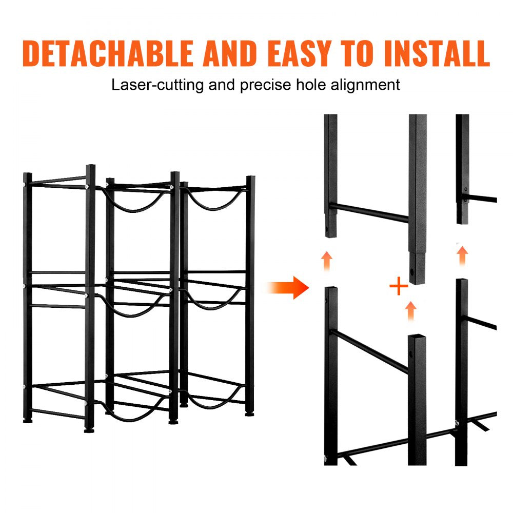 6 Water Bottle Rack-B - 3-Tier Cast Iron Jug Holder, 25"x13"x29.1"