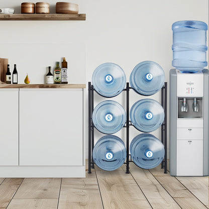 6 Water Bottle Rack-B - 3-Tier Cast Iron Jug Holder, 25"x13"x29.1"