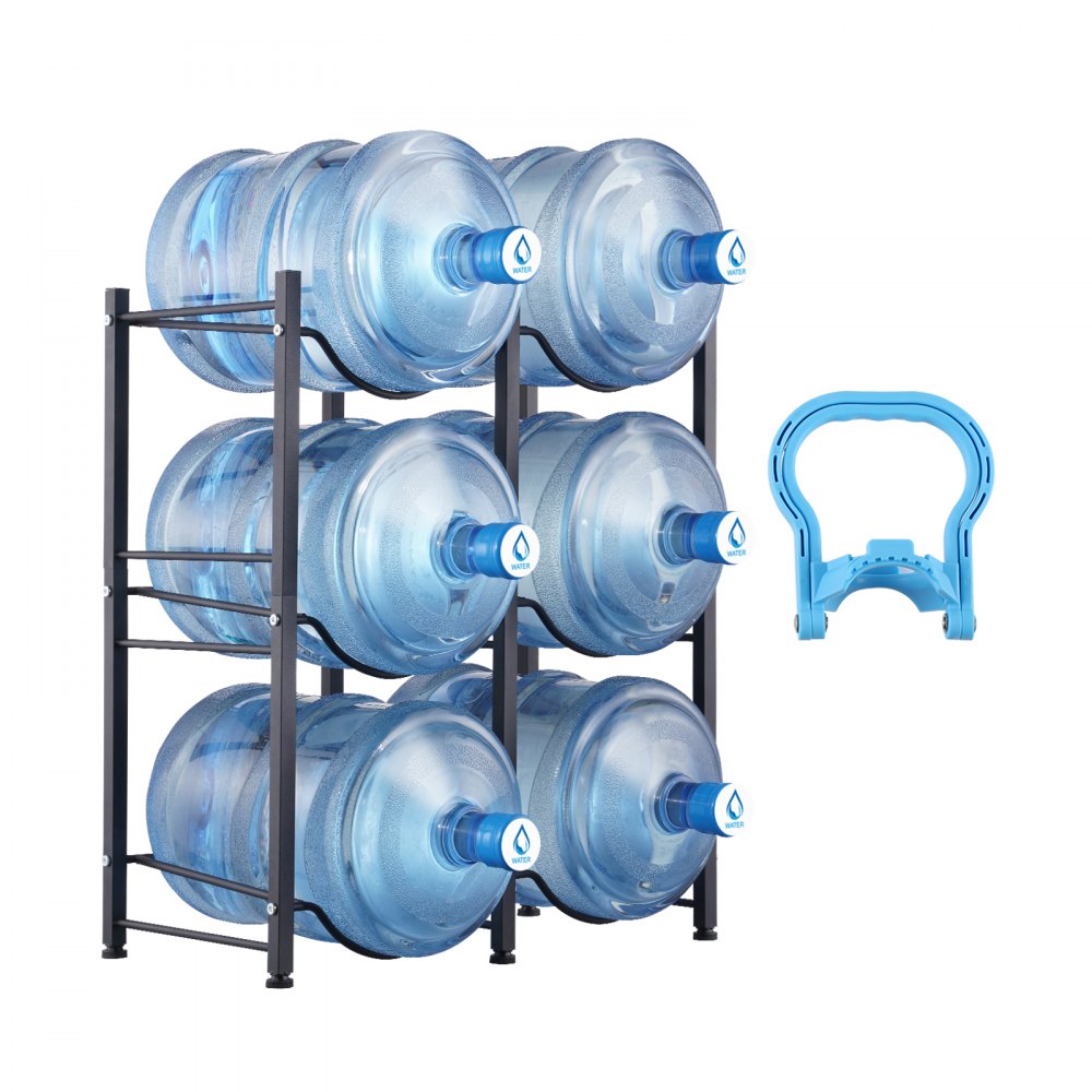 6 Water Bottle Rack-B - 3-Tier Cast Iron Jug Holder, 25"x13"x29.1"
