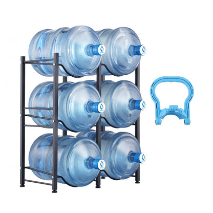 6 Water Bottle Rack-B - 3-Tier Cast Iron Jug Holder, 25"x13"x29.1"