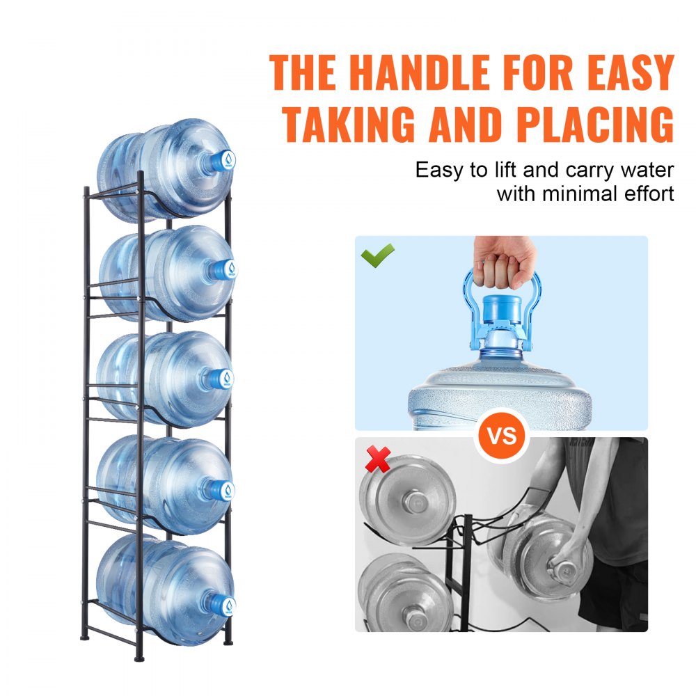 5 Water Bottle Rack-B - 5-Tier Cast Iron Water Jug Holder for 5 Bottles