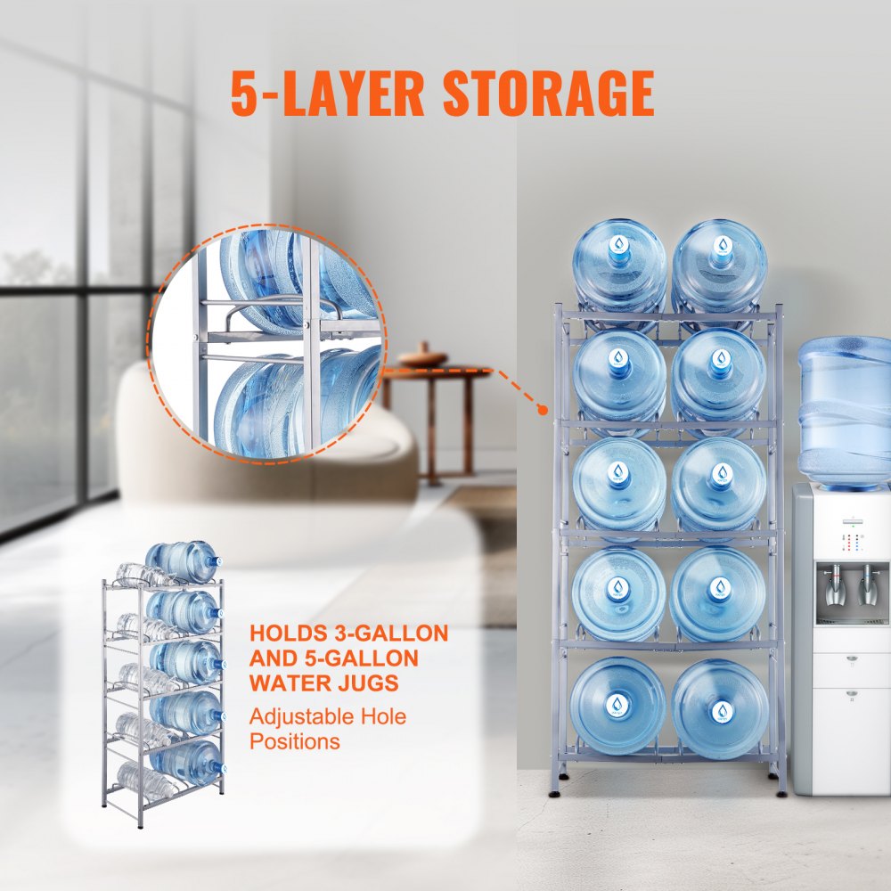 10 Water Bottle Rack-S - Durable 5-Tier Water Jug Holder for 10 Bottles