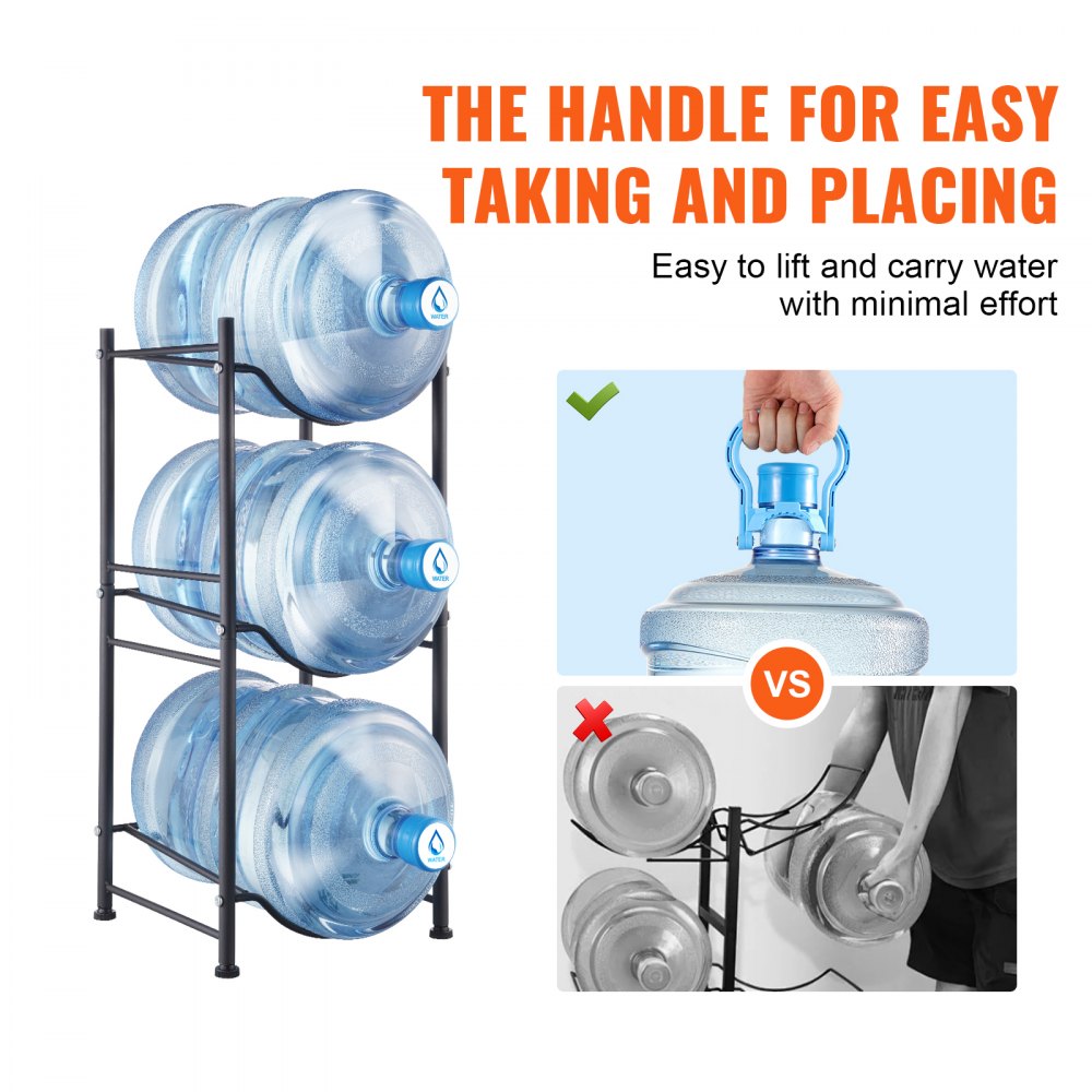 3 Water Bottle Rack-B - 3-Tier Cast Iron Water Jug Holder, 13"x13"x29"