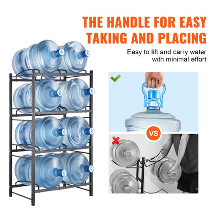 8 Water Bottle Rack-B - Compact 4-Tier Cast Iron Water Jug Holder for 8 Bottles