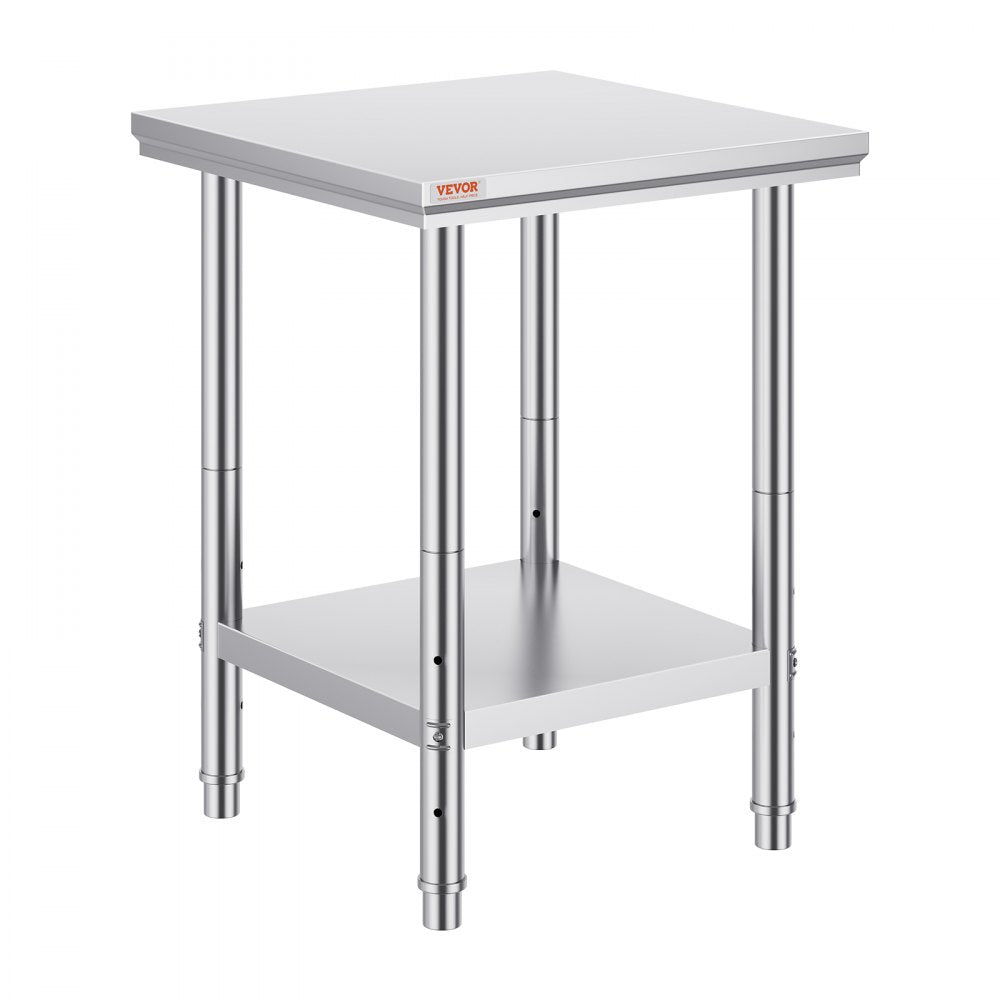 GZT60*60*80 - 24" Stainless Steel Prep Table with Adjustable Shelves and 700 lbs Capacity