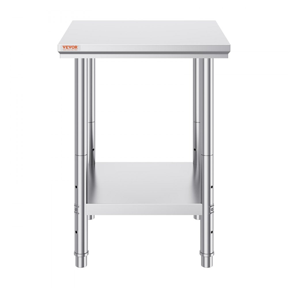 GZT60*60*80 - 24" Stainless Steel Prep Table with Adjustable Shelves and 700 lbs Capacity