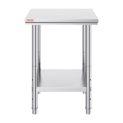 GZT60*60*80 - 24" Stainless Steel Prep Table with Adjustable Shelves and 700 lbs Capacity