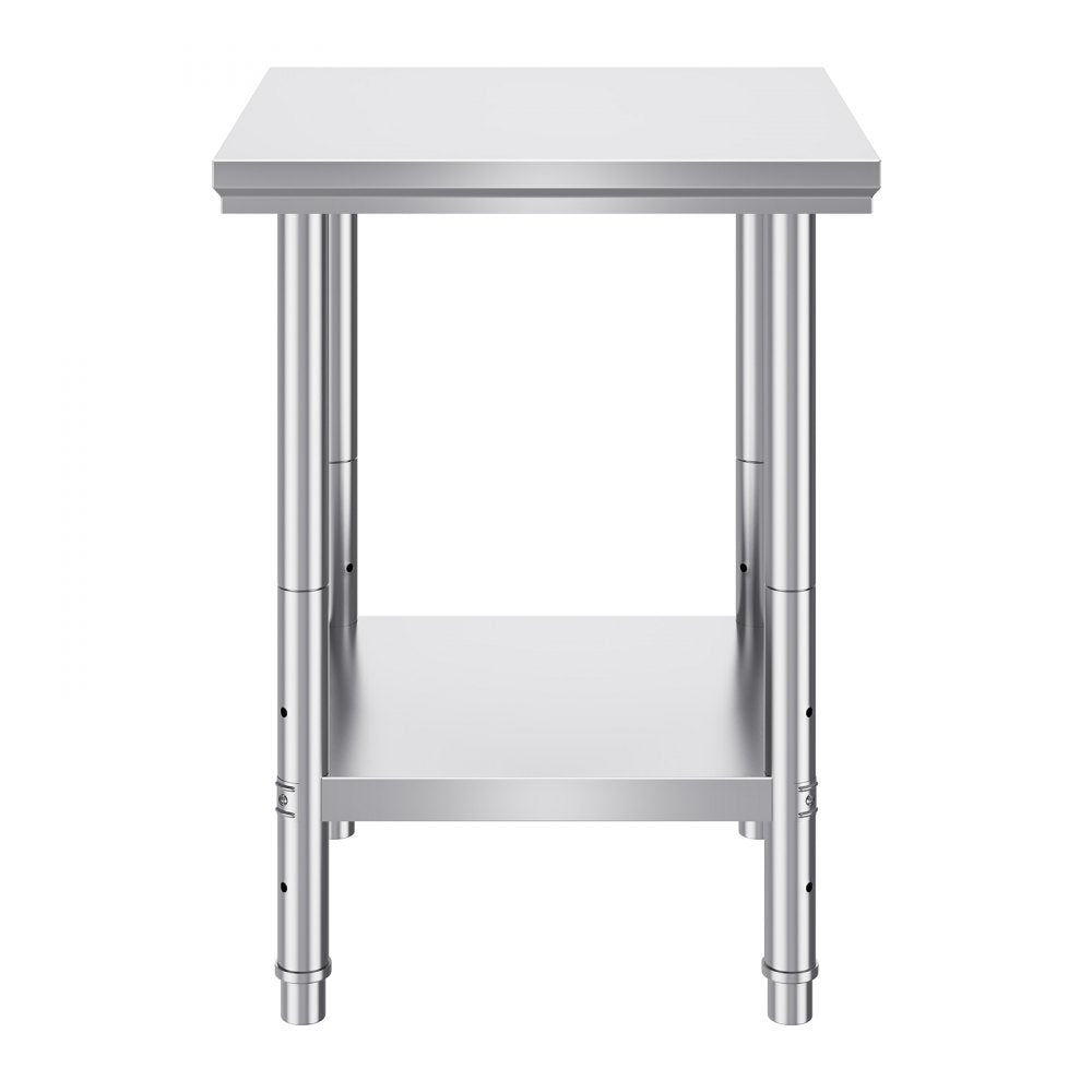 GZT60*60*80 - 24" Stainless Steel Prep Table with Adjustable Shelves and 700 lbs Capacity