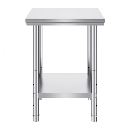 GZT60*60*80 - 24" Stainless Steel Prep Table with Adjustable Shelves and 700 lbs Capacity
