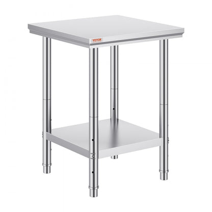 GZT60*60*80 - 24" Stainless Steel Prep Table with Adjustable Shelves and 700 lbs Capacity