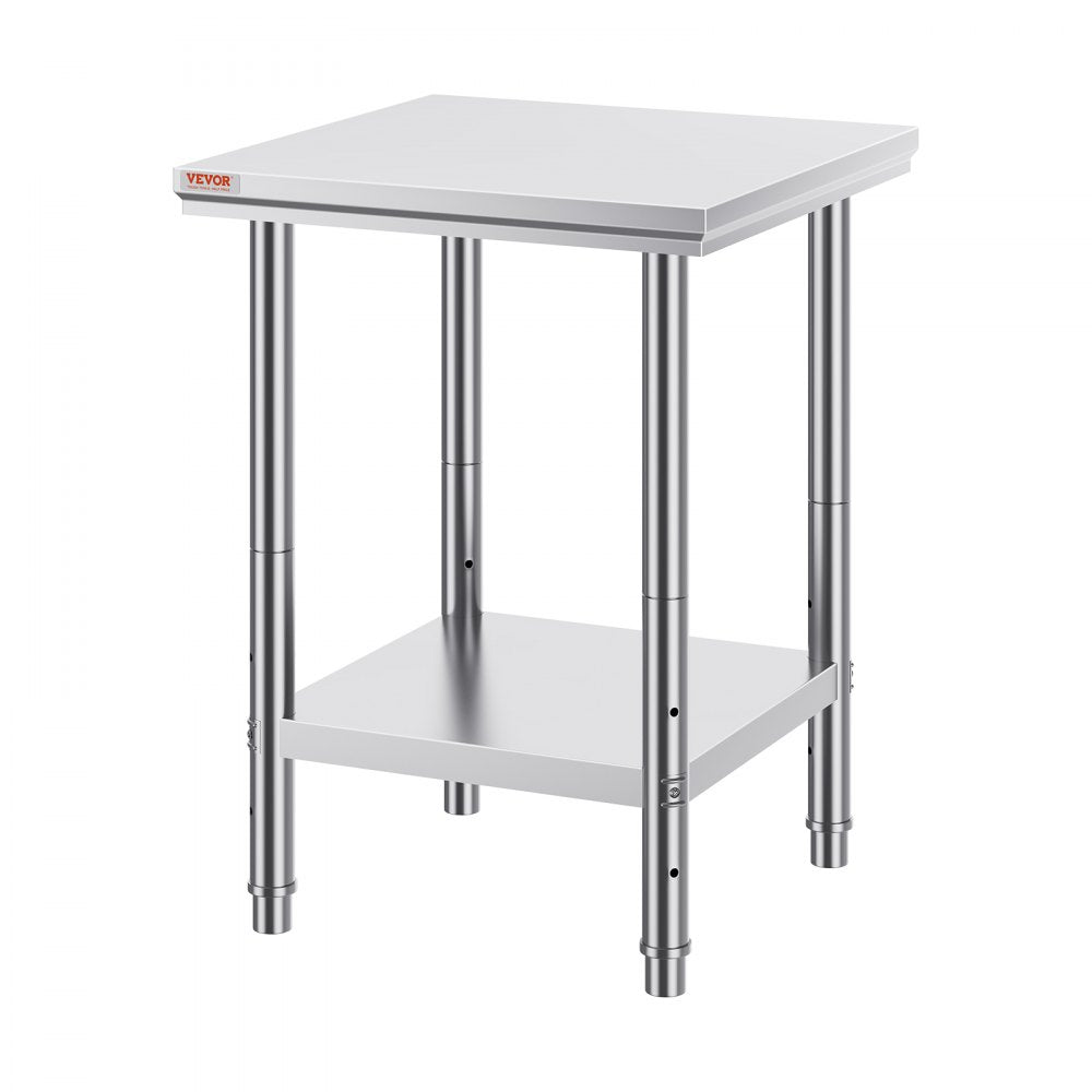 GZT60*60*80 - 24" Stainless Steel Prep Table with Adjustable Shelves and 700 lbs Capacity