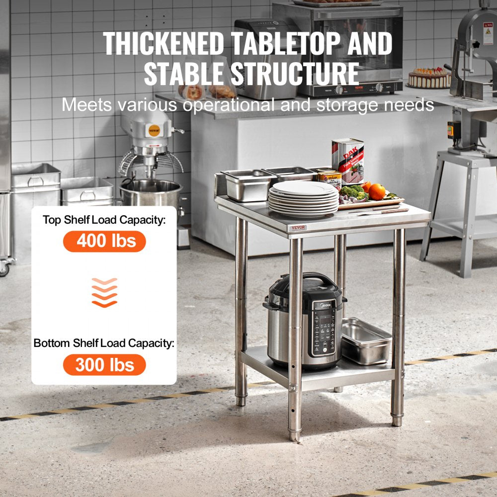GZT60*60*88 - VEVOR 60"x60" Stainless Steel Prep Table with Adjustable Shelves