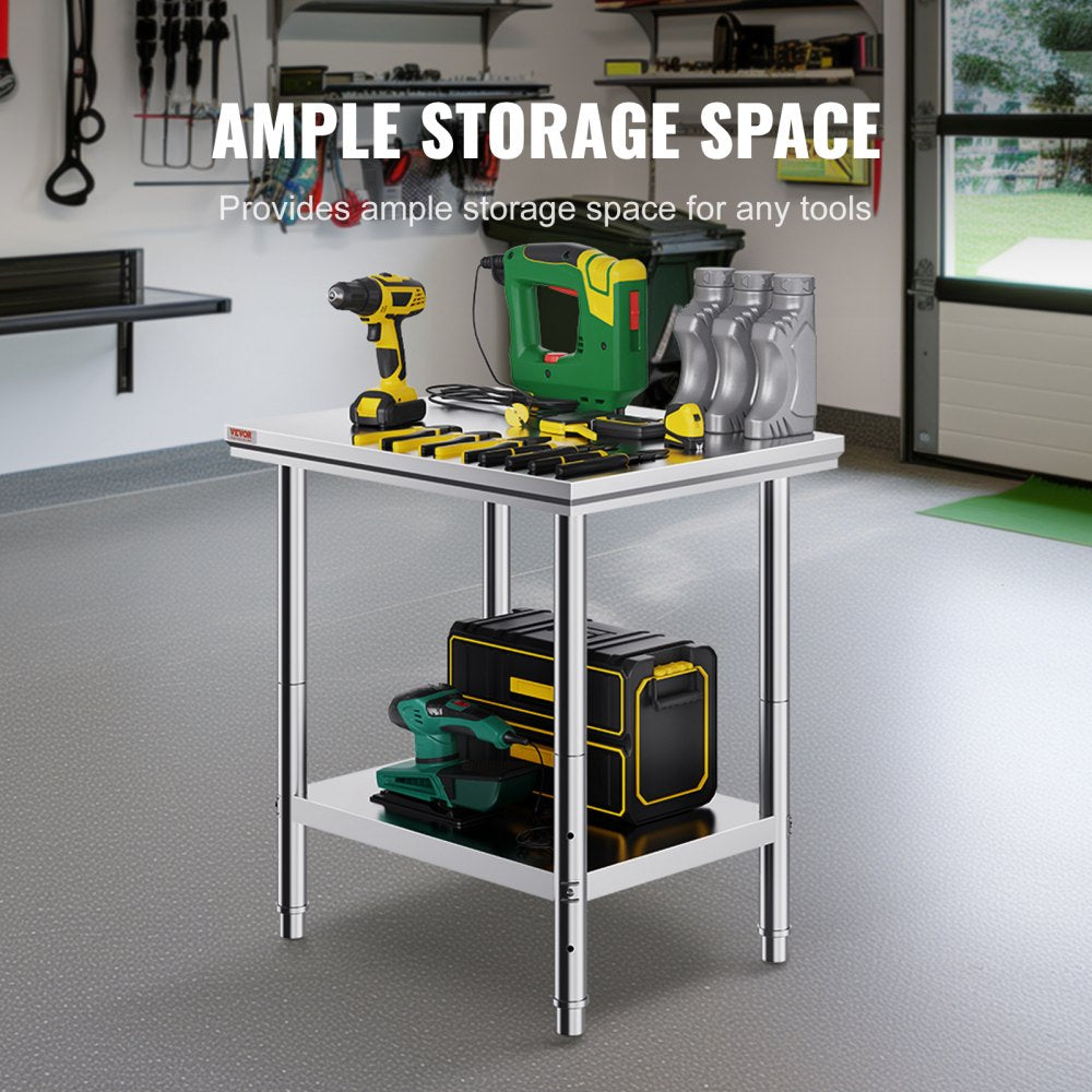 GZT76*60*80 - 24" x 30" Stainless Steel Work Table with Adjustable Shelves