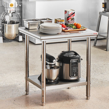 GZT76*60*80 - 24" x 30" Stainless Steel Work Table with Adjustable Shelves