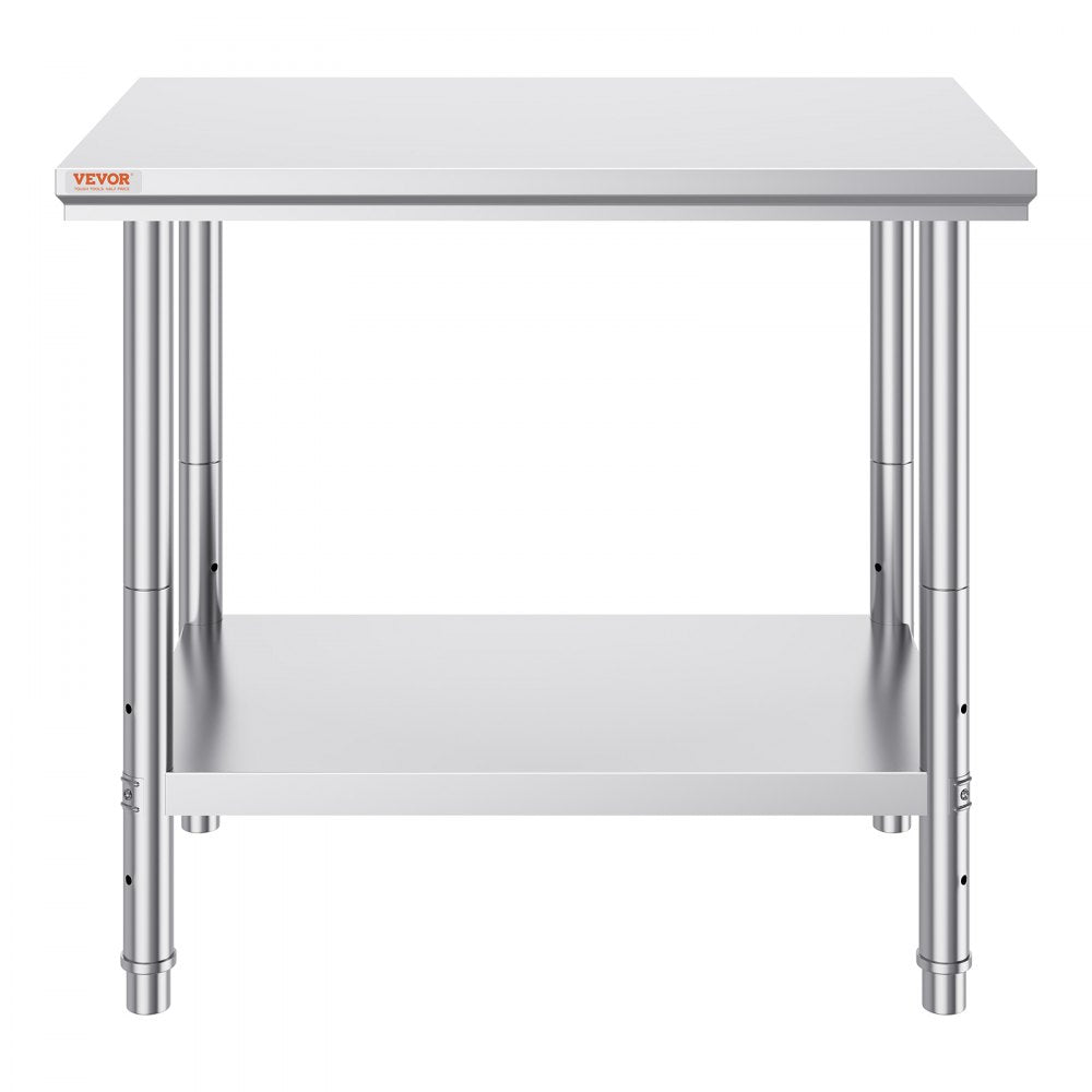GZT90X60J - 700 lbs Stainless Steel Prep Table with Adjustable Features