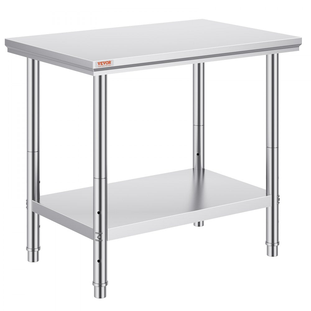 GZT90X60J - 700 lbs Stainless Steel Prep Table with Adjustable Features