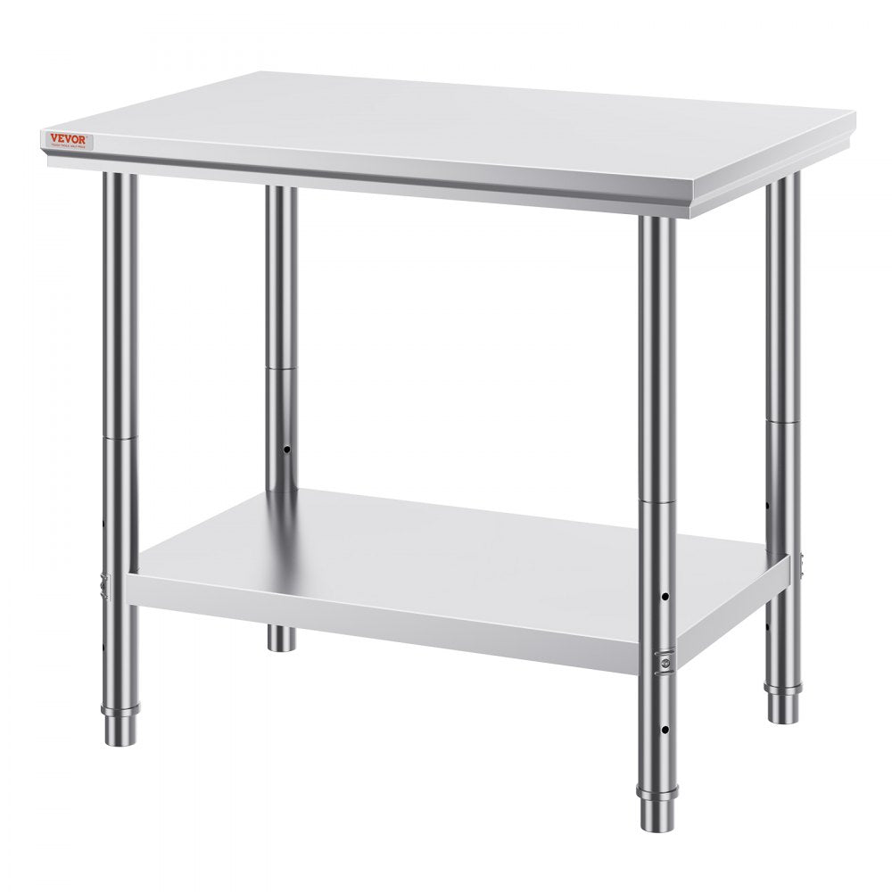 GZT90X60J - 700 lbs Stainless Steel Prep Table with Adjustable Features