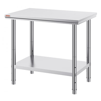 GZT90X60J - 700 lbs Stainless Steel Prep Table with Adjustable Features