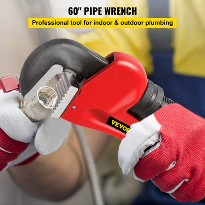 010464814576 - 60" Steel Pipe Wrench with Adjustable Jaw for Heavy-Duty Use