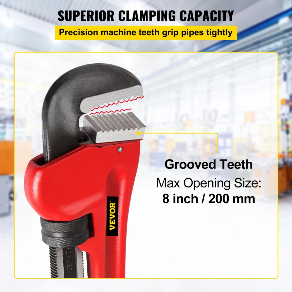 010464814576 - 60" Steel Pipe Wrench with Adjustable Jaw for Heavy-Duty Use