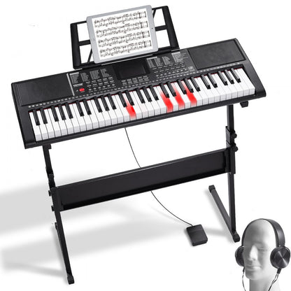 BD-662 - Portable 61-Key Digital Keyboard with Adjustable Stand and Headphones