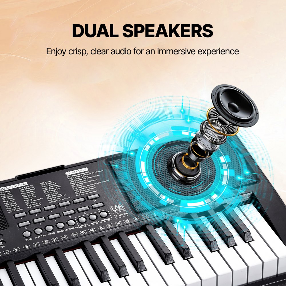 BD-663 - 61-Key Electric Keyboard with Headphones & Dual Speakers