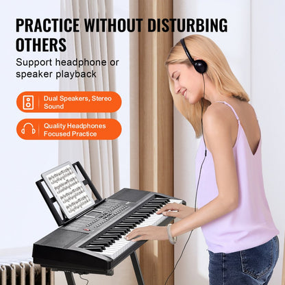 BD-663 - 61-Key Electric Keyboard with Headphones & Dual Speakers